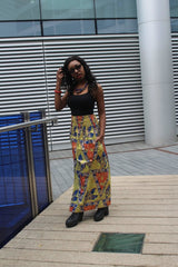 African Print Skirt in Gold Ankara Print - Festival Skirt - Continent Clothing
