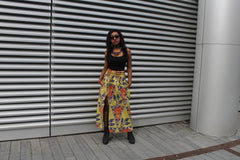 African Print Skirt in Gold Ankara Print - Festival Skirt - Continent Clothing