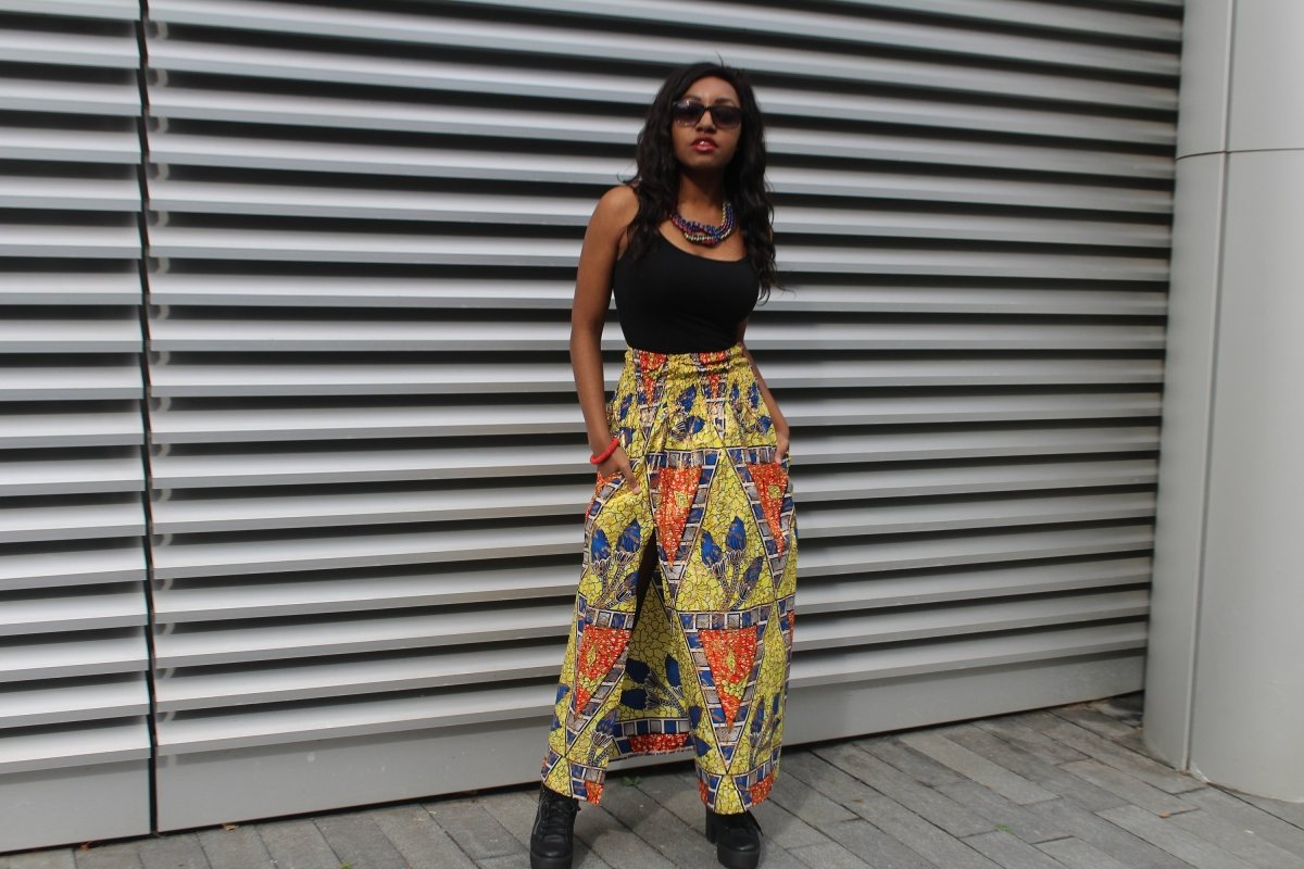 African Print Skirt in Gold Ankara Print - Festival Skirt - Continent Clothing