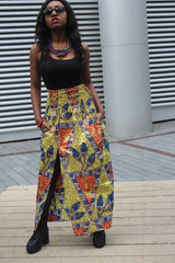 African Print Skirt in Gold Ankara Print - Festival Skirt - Continent Clothing
