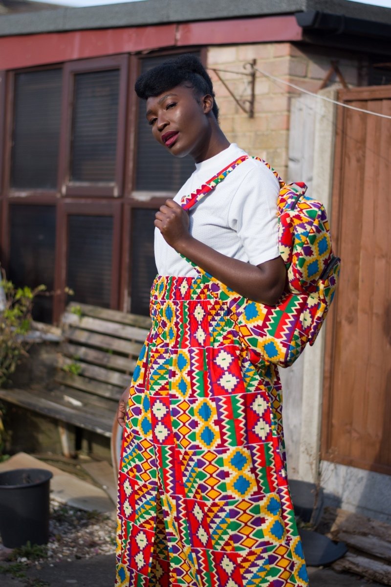 African Print Skirt in Orange Kente Print - Festival Skirt - Continent Clothing