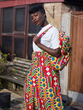 African Print Skirt in Orange Kente Print - Festival Skirt