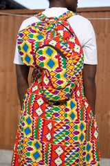 African Print Skirt in Orange Kente Print - Festival Skirt - Continent Clothing