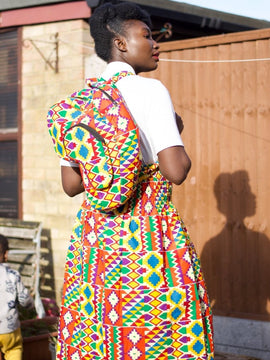 African Print Skirt in Orange Kente Print - Festival Skirt