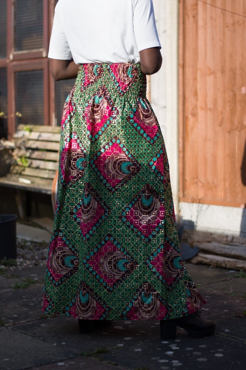 African Print Skirt in Purple Ankara Print - Festival Skirt - Continent Clothing