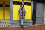 African Print Trench Coat in Blue Ankara Print - Continent Clothing
