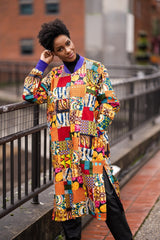 African Print Trench Coat in Patchwork - Continent Clothing