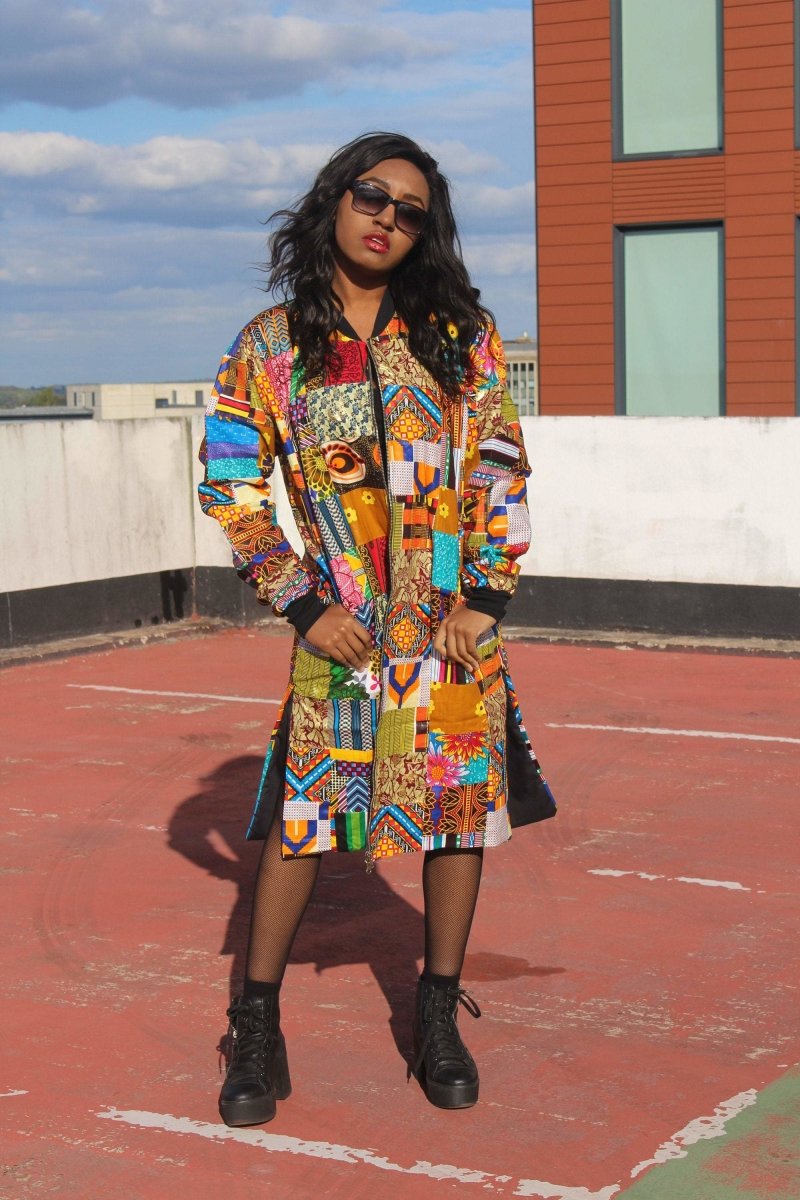 African Print Trench Coat in Patchwork - Continent Clothing
