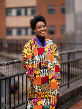 Cappotto di trincea a stampa africana in Patchwork