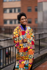 African Print Trench Coat in Patchwork - Continent Clothing