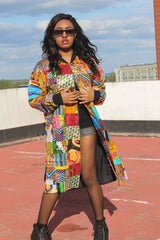 African Print Trench Coat in Patchwork - Continent Clothing