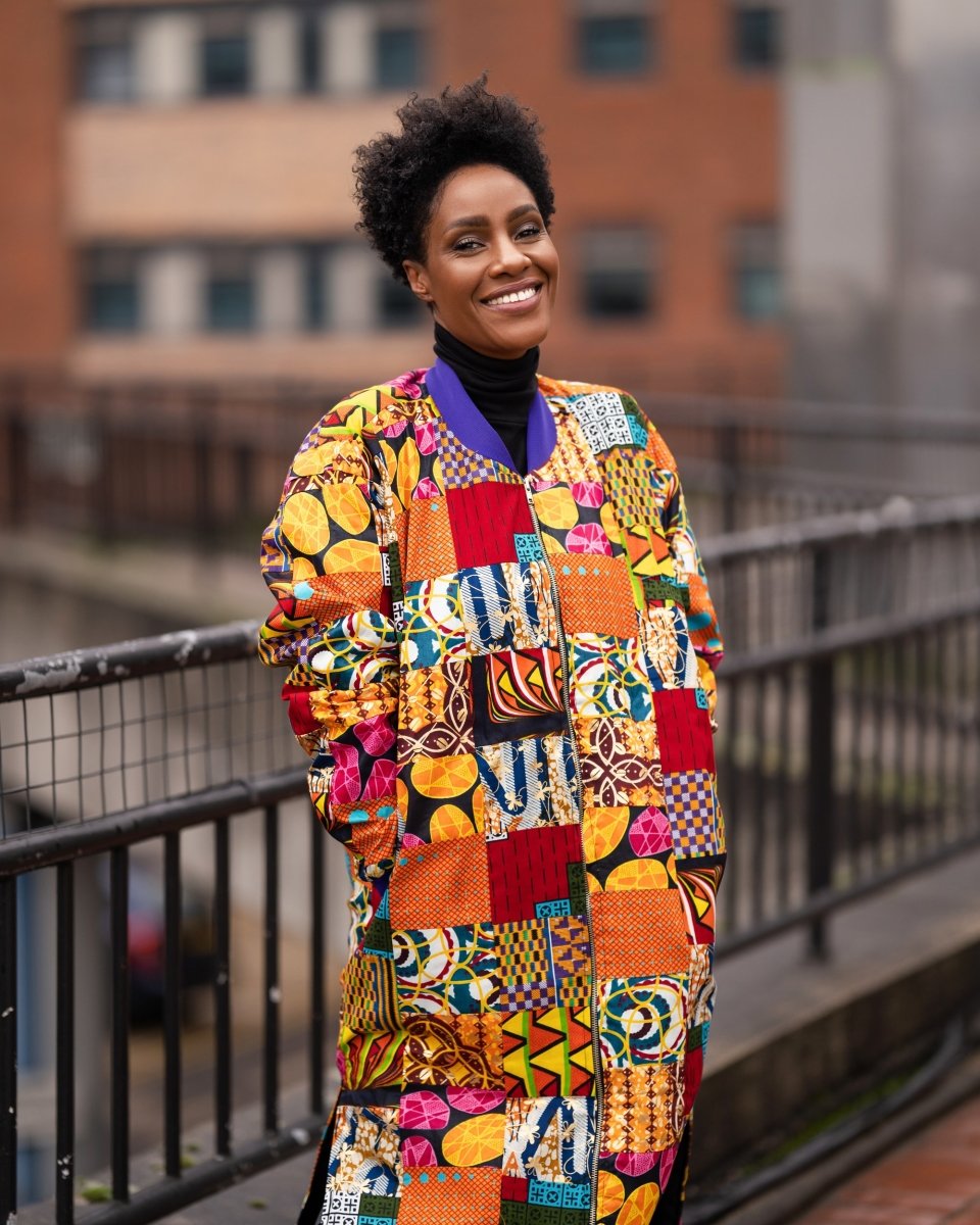African Print Trench Coat in Patchwork - Continent Clothing