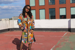 African Print Trench Coat in Patchwork - Continent Clothing