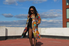 African Print Trench Coat in Patchwork - Continent Clothing