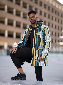 Hooded Jacket In Mud Cloth