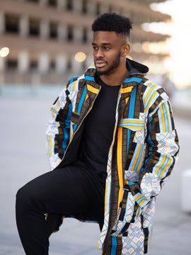 Hooded Jacket In Mud Cloth