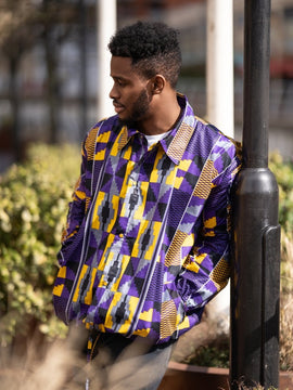 Hooded Jacket In Mud Cloth