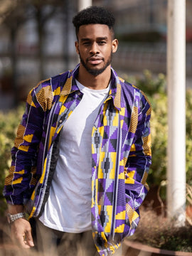 Hooded Jacket In Mud Cloth