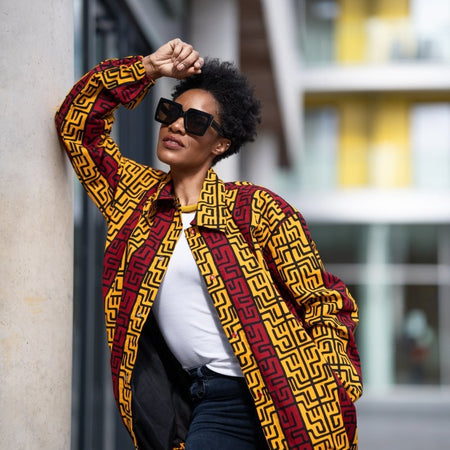 Afrikanische Kapuzenjacke In Elektrischen roten Sumakaka