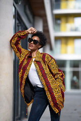 African Puffer Jacket In Red & Orange - The Continent Clothing