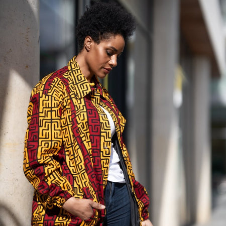 Afrikanische Kapuzenjacke In Elektrischen roten Sumakaka