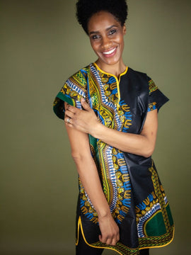 Incredibile abito africano in giallo Kente