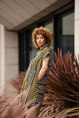 African Shirt Dress In Earthy Mud Cloth - Continent Clothing