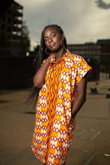 African Shirt Dress In Electric Orange - Continent Clothing