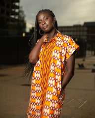 African Shirt Dress In Electric Orange - Continent Clothing