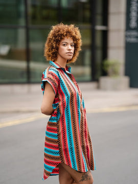Abito camicia africana in rosa Ankara