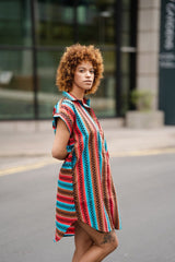 African Shirt Dress In Pink Ankara - Continent Clothing