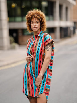 Abito camicia africana in rosa Ankara
