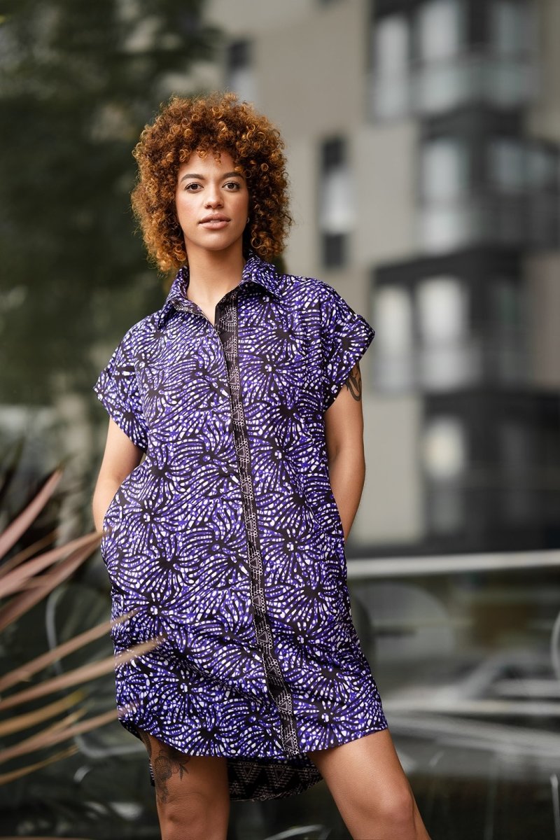 African Shirt Dress In Purple - Continent Clothing