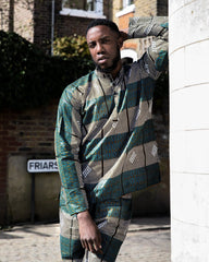 African Shirt in Blue Kente - Continent Clothing
