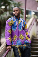 African Shirt in Electric Purple - Continent Clothing