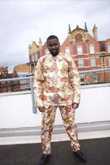 African Shirt in Gold Ankara Print - Festival Shirt - Continent Clothing
