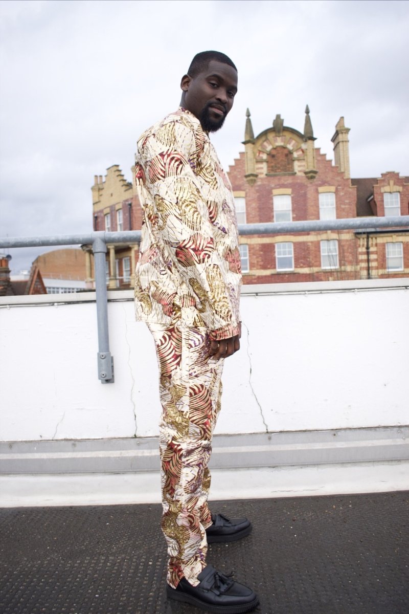 African Shirt in Gold Ankara Print - Festival Shirt - Continent Clothing