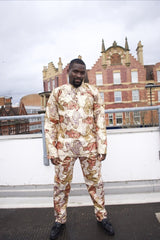 African Shirt in Gold Ankara Print - Festival Shirt - Continent Clothing