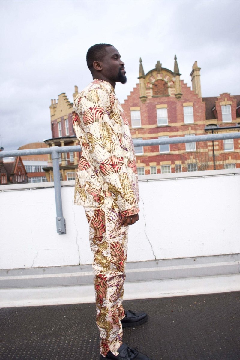 African Shirt in Gold Ankara Print - Festival Shirt - Continent Clothing
