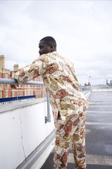 African Shirt in Gold Ankara Print - Festival Shirt - Continent Clothing