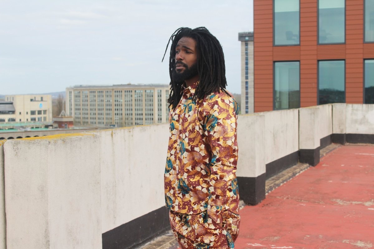 African Shirt in Gold Red Ankara Print - Festival Clothing - Continent Clothing