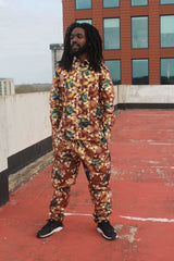 African Shirt in Gold Red Ankara Print - Festival Clothing - Continent Clothing