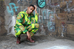 African Shirt in Green Ankara Print - Festival Clothing - Continent Clothing