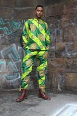 African Shirt in Green Ankara Print - Festival Clothing - Continent Clothing