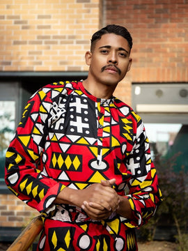 Afrikanisches Hemd in Red Sumakaka-African Clothing