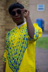 African Shirt in Yellow Ankara Print - Festival Shirt - Continent Clothing 