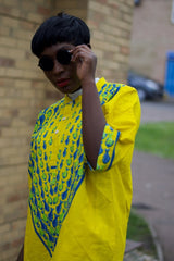 African Shirt in Yellow Ankara Print - Festival Shirt - Continent Clothing