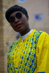 African Shirt in Yellow Ankara Print - Festival Shirt - Continent Clothing