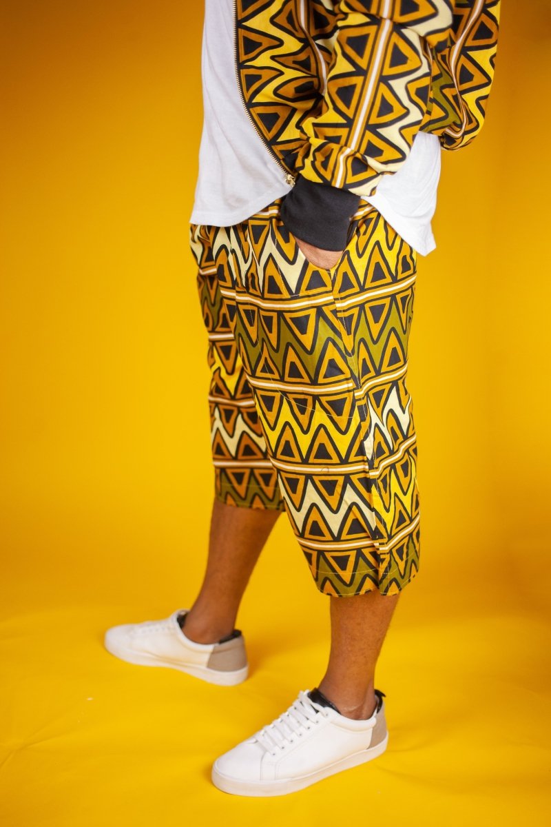 African Shorts In Earthy Tones Mud Cloth - Continent Clothing