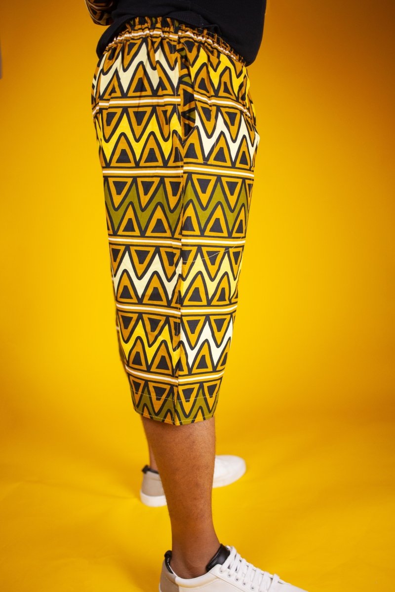 African Shorts In Earthy Tones Mud Cloth - Continent Clothing
